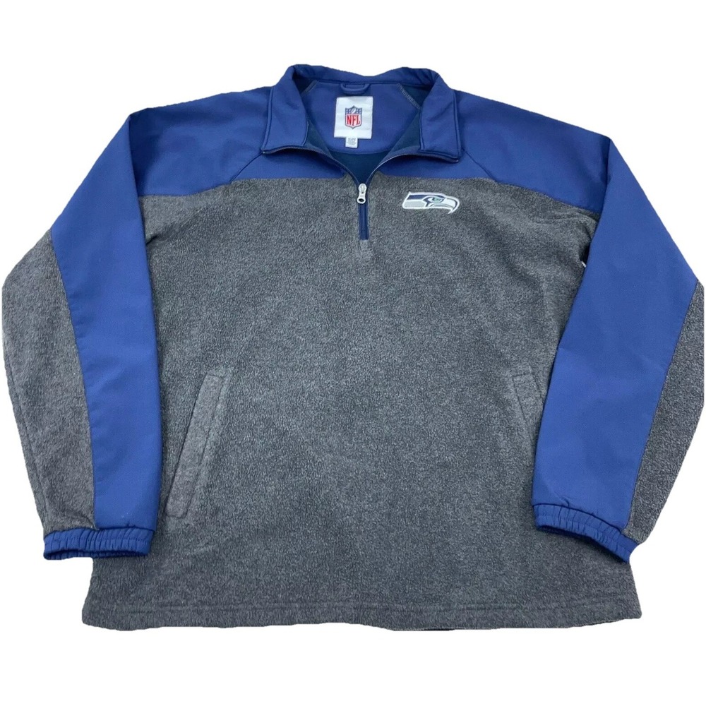 Seattle Seahawks Sweatshirt Men XL Pullover Sweater Jacket Quarter Zip Fleece